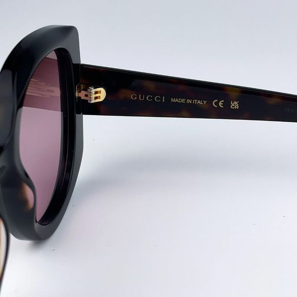 Gucci GG1257S 003 Sunglasses Havana Gradient Red Butterfly Oversized Women main image 4